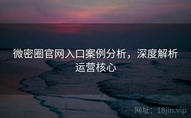 微密圈官网入口案例分析，深度解析运营核心